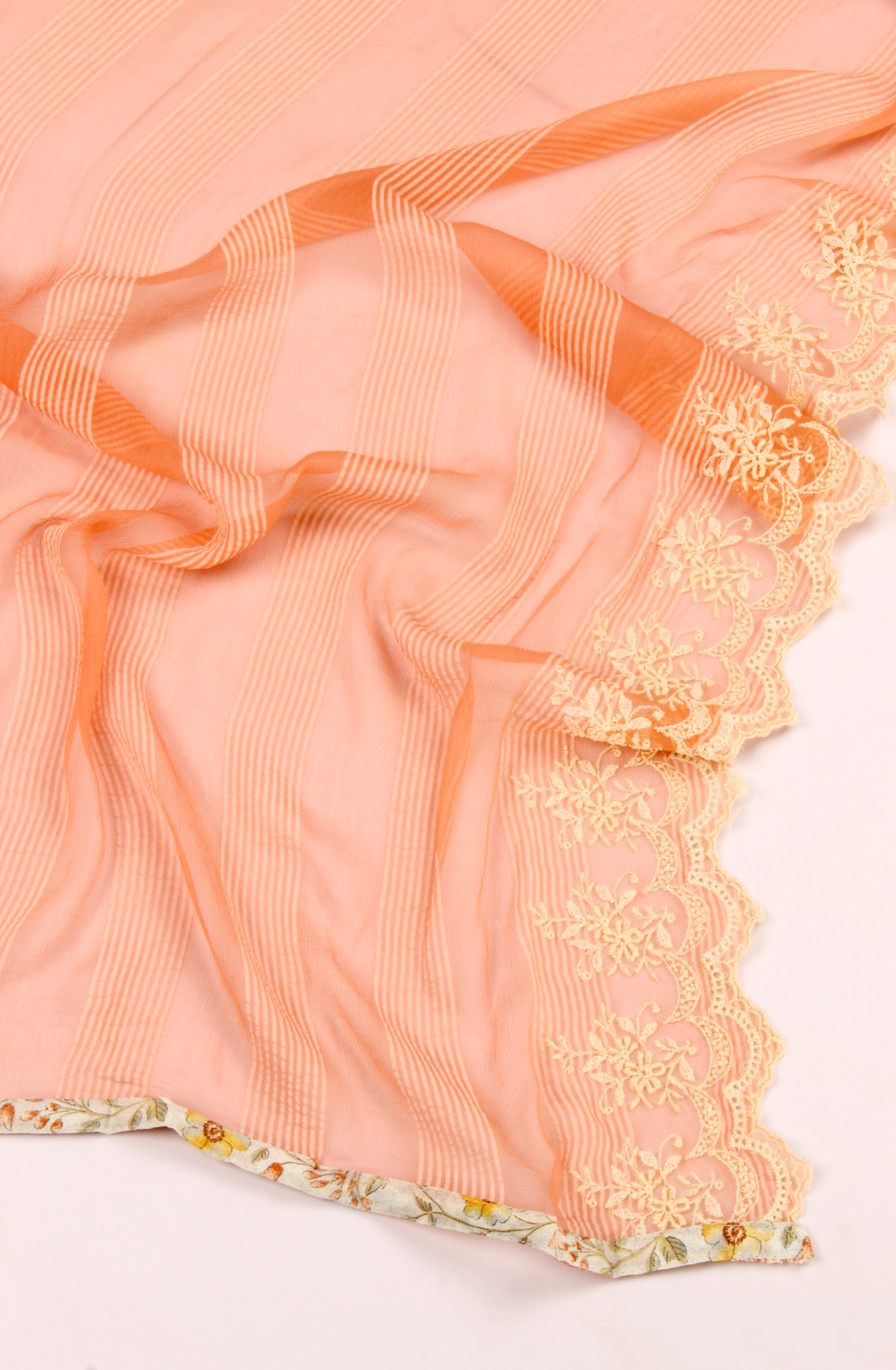 Cream Cotton Unstitched Salwar Suit with Chiffon Dupatta - YAN49