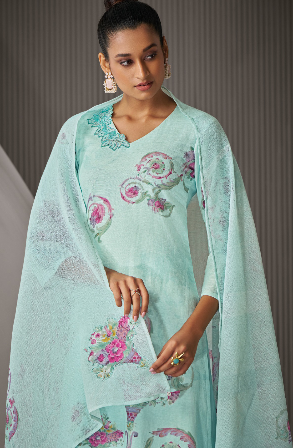 Firoze Linen Printed Suit with Beautiful Dupatta - YUM7111D