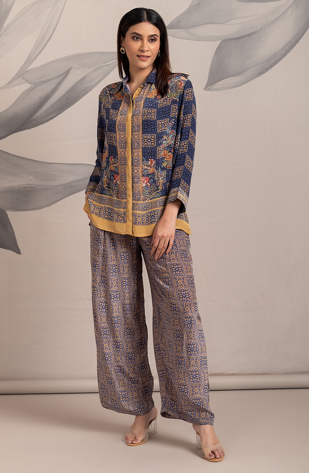 YURA Crepe Women Printed Co-ord Set with Handwork - YURNCDS023 - Available Size L XXL