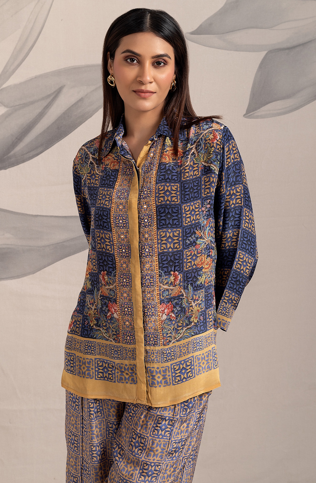 YURA Crepe Women Printed Co-ord Set with Handwork - YURNCDS023 - Available Size L XXL