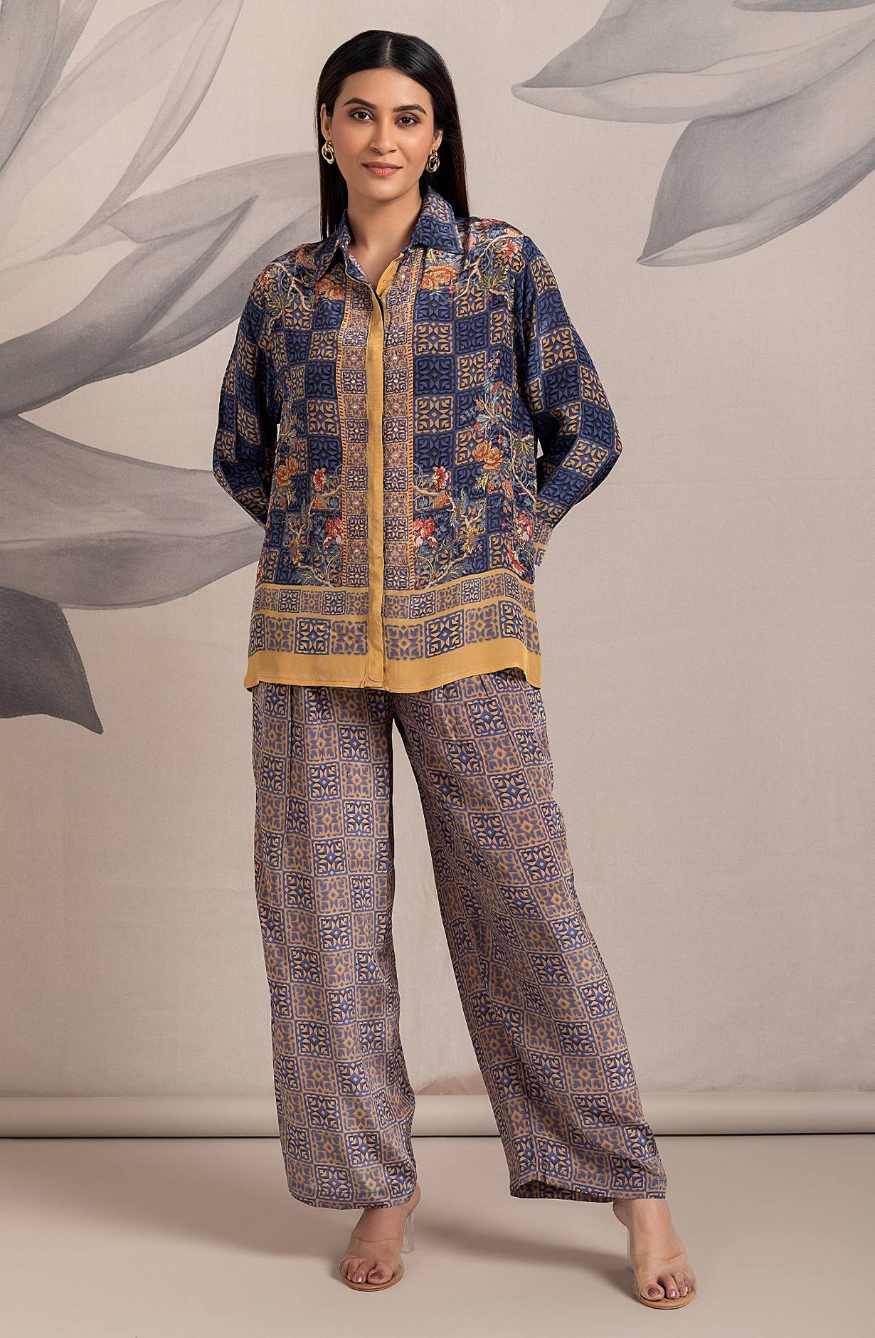 YURA Crepe Women Printed Co-ord Set with Handwork - YURNCDS023 - Available Size L XXL