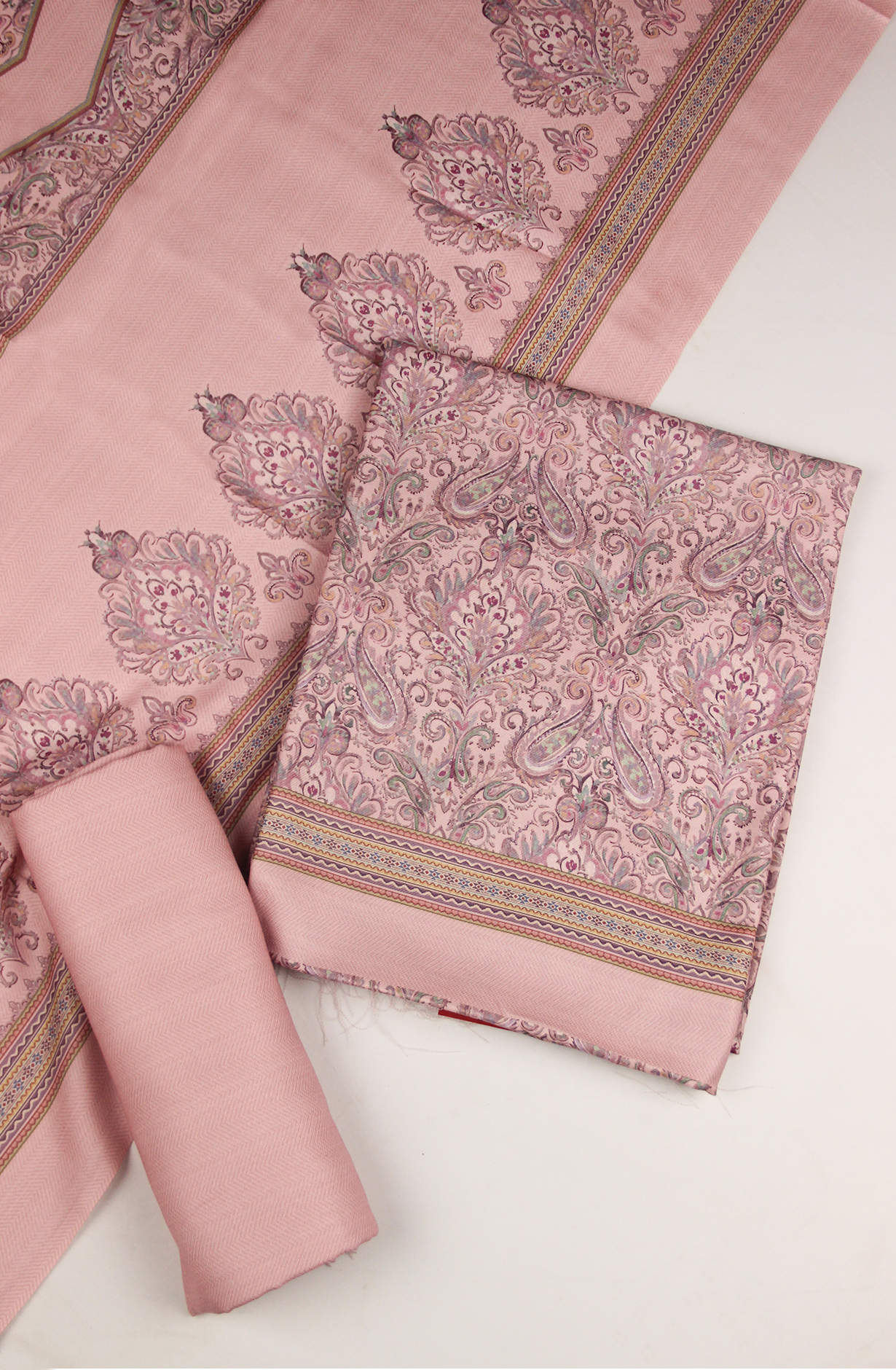 Baby Pink Spun All Over Printed Suit Set wit Shawl - ZAA1594B