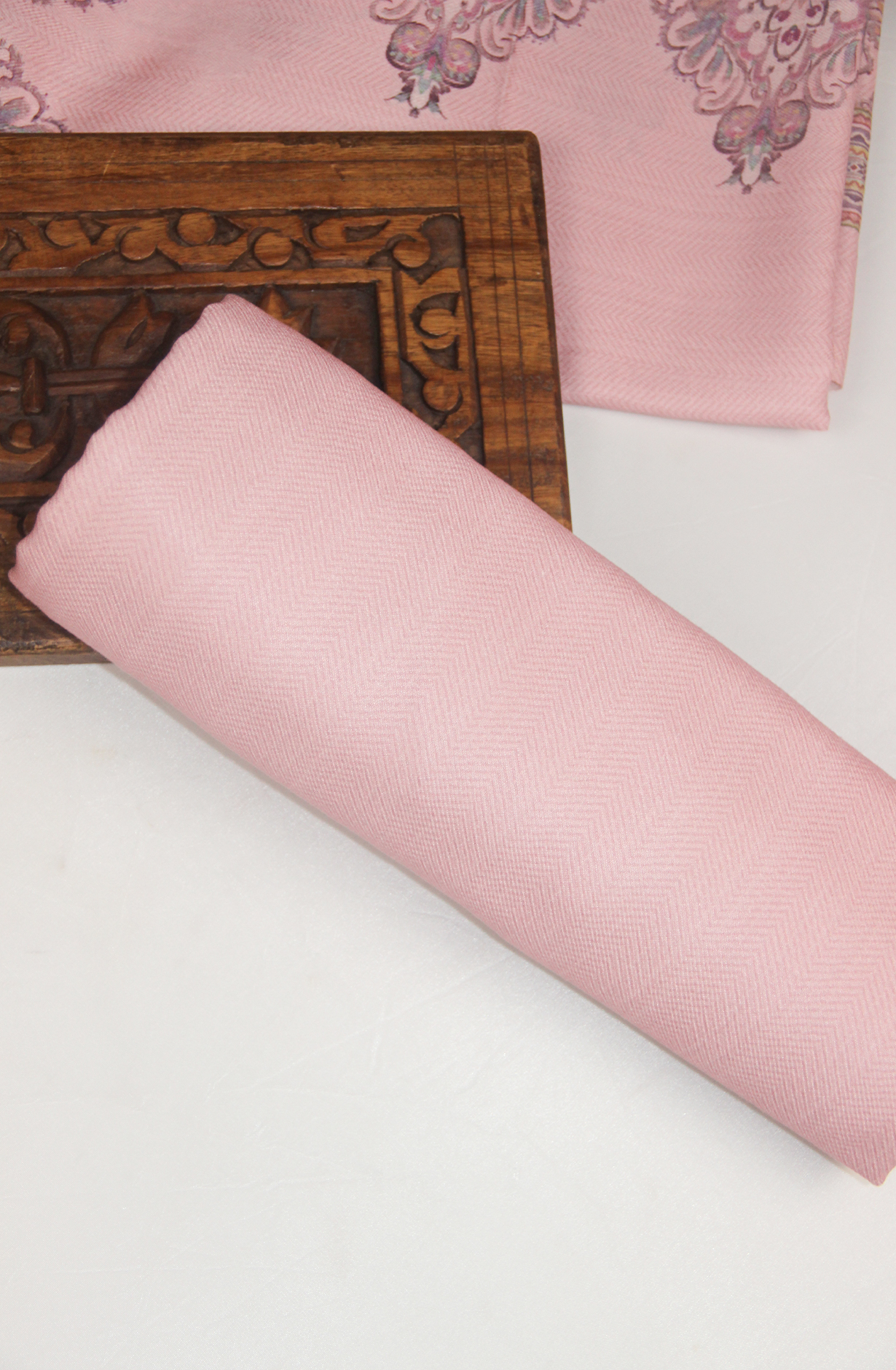 Baby Pink Spun All Over Printed Suit Set wit Shawl - ZAA1594B