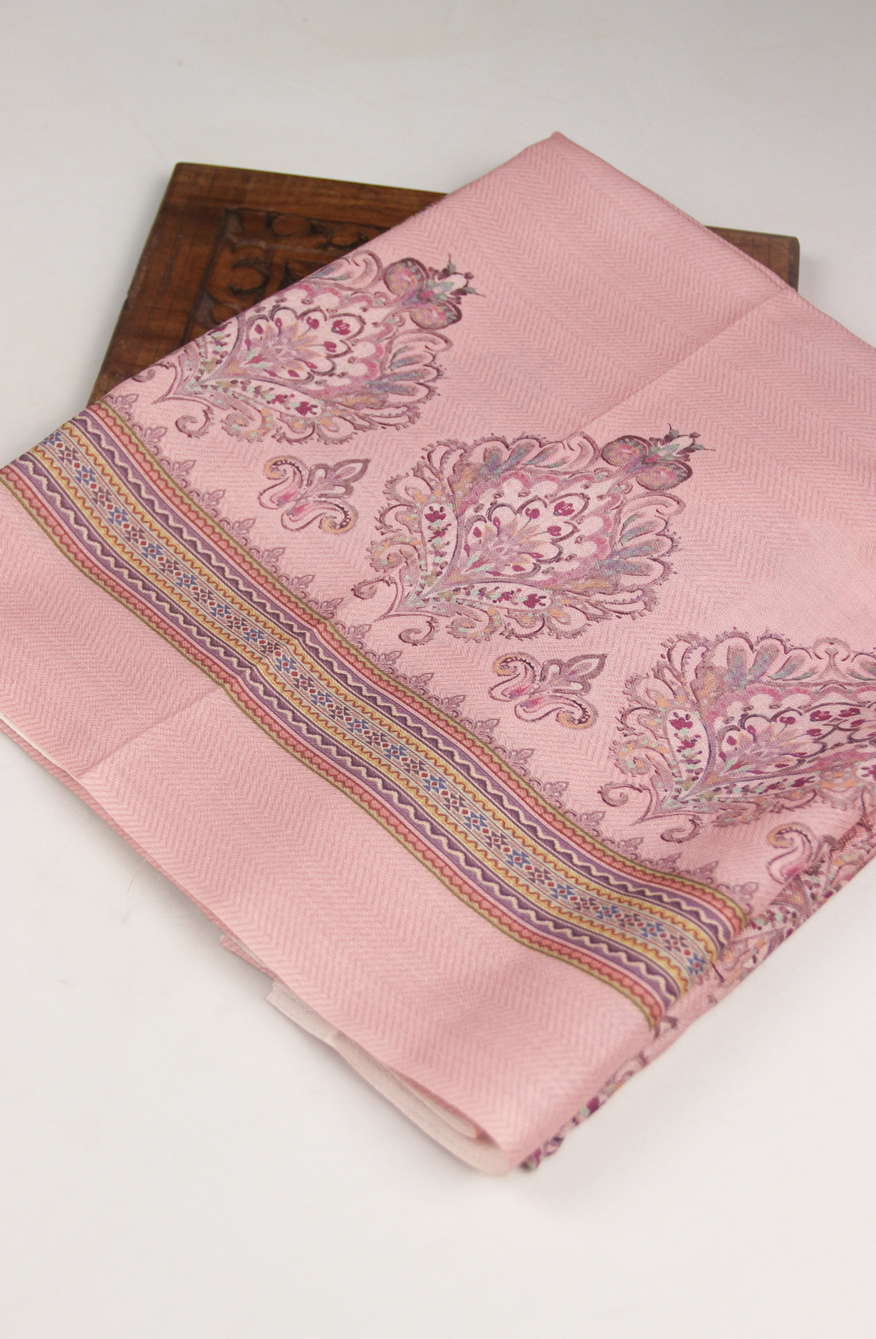 Baby Pink Spun All Over Printed Suit Set wit Shawl - ZAA1594B