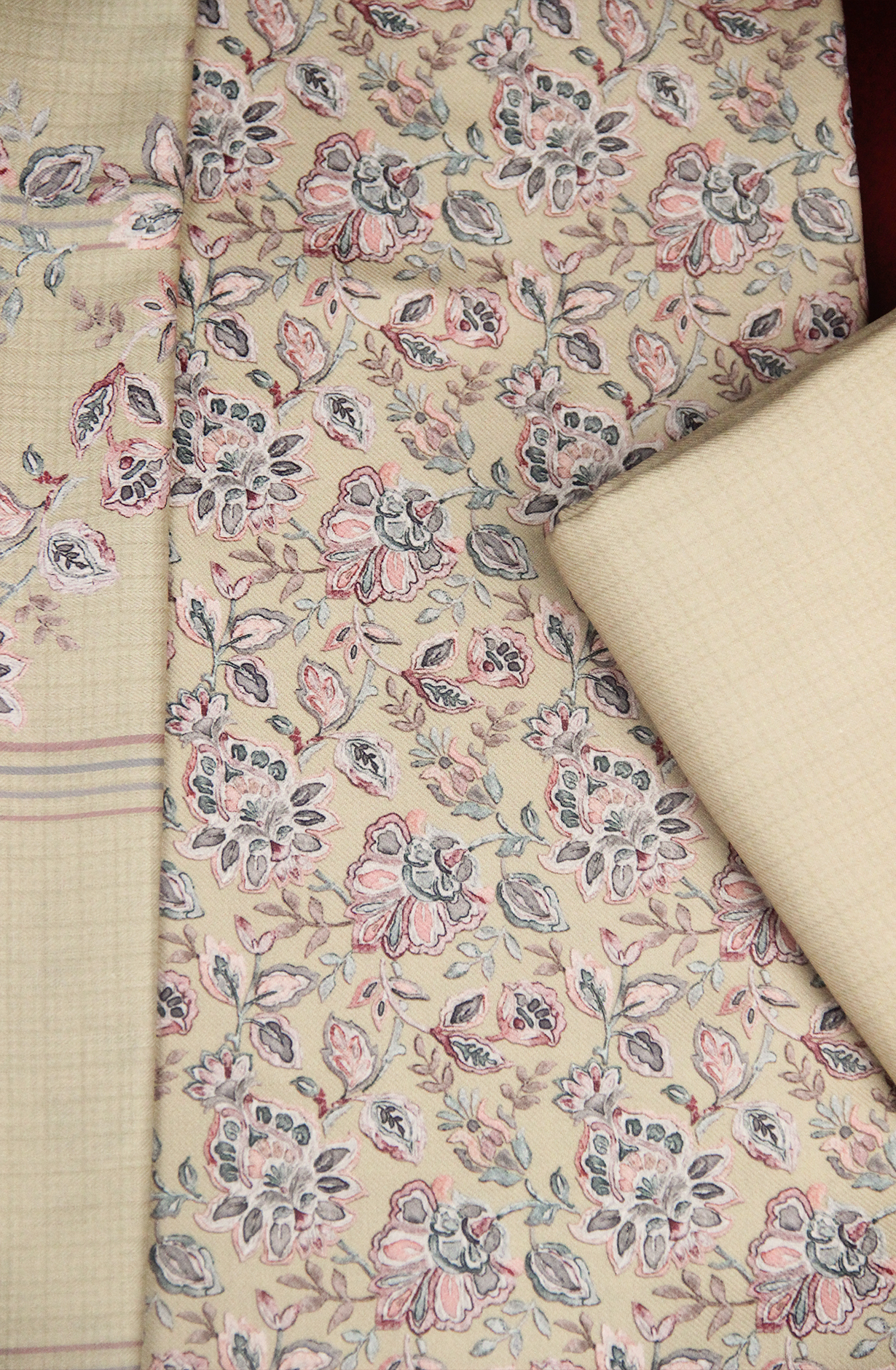 Green Spun All Over Printed Suit Set with Shawl - ZAA1602D