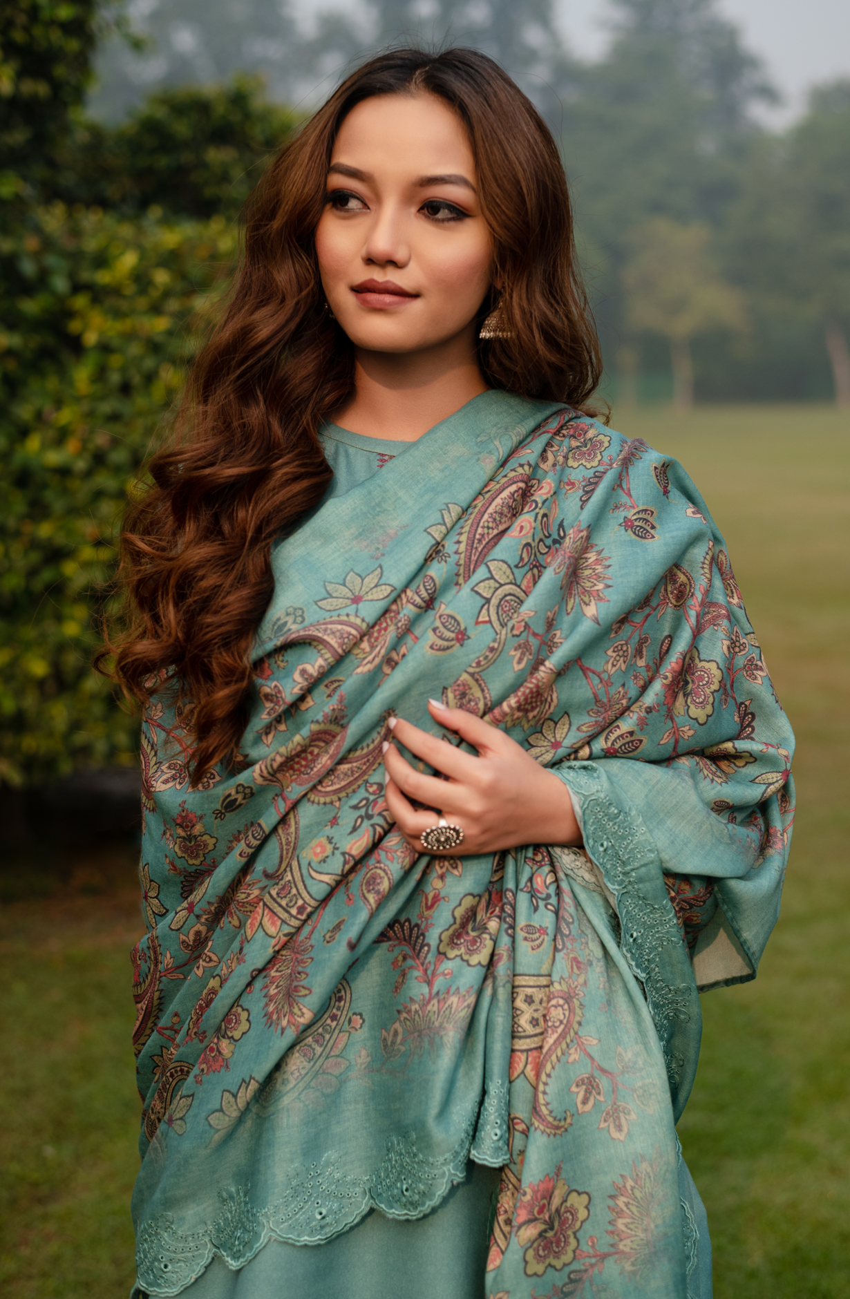 Firozi Winter Pashmina Unstitched Salwar Suit - ZAF1610A