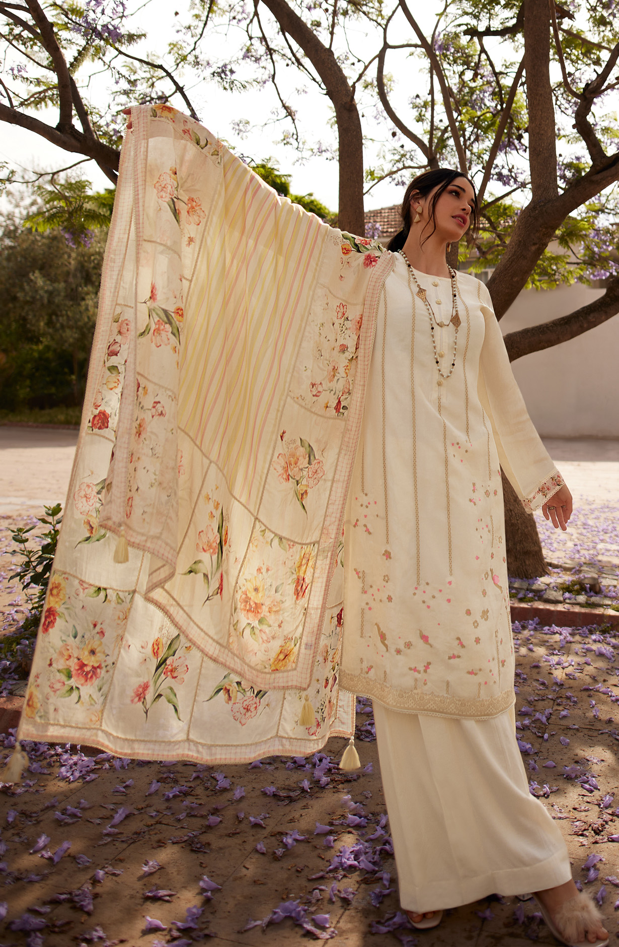 Cream Festive Special Silk Salwar Kameez - ZAR01