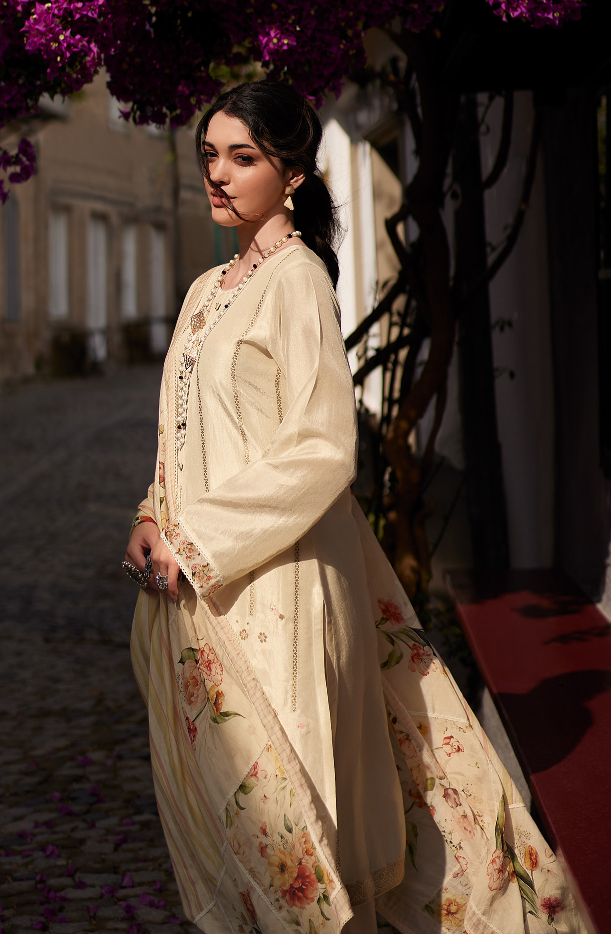 Cream Festive Special Silk Salwar Kameez - ZAR01