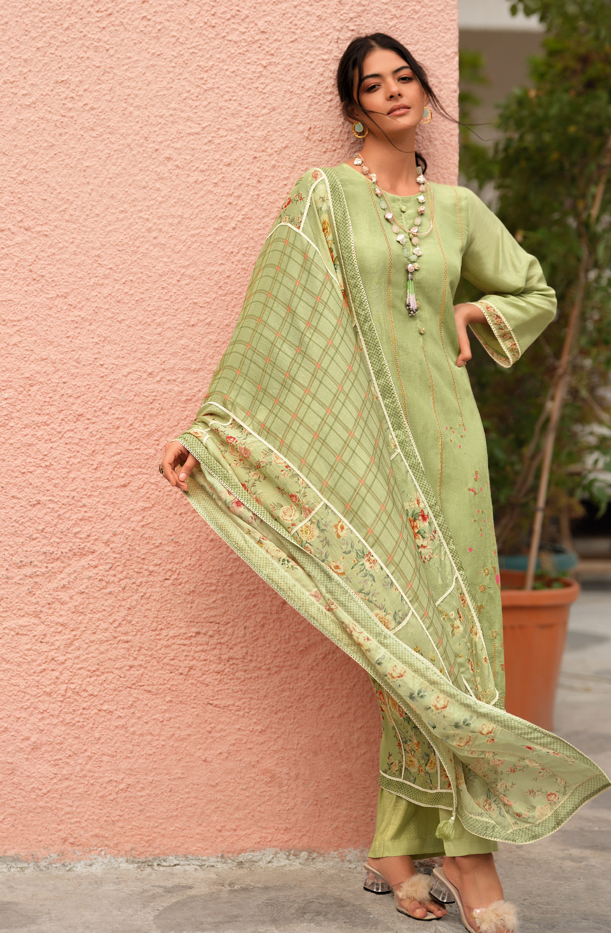 Parrot Green Festive Special Silk Salwar Kameez - ZAR02