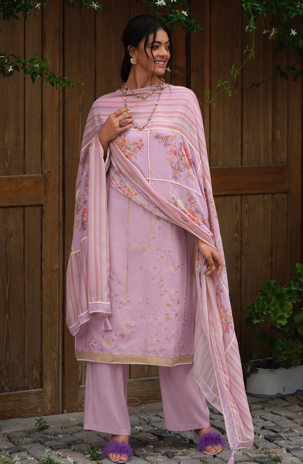 Lavender Festive Special Silk Salwar Kameez - ZAR04