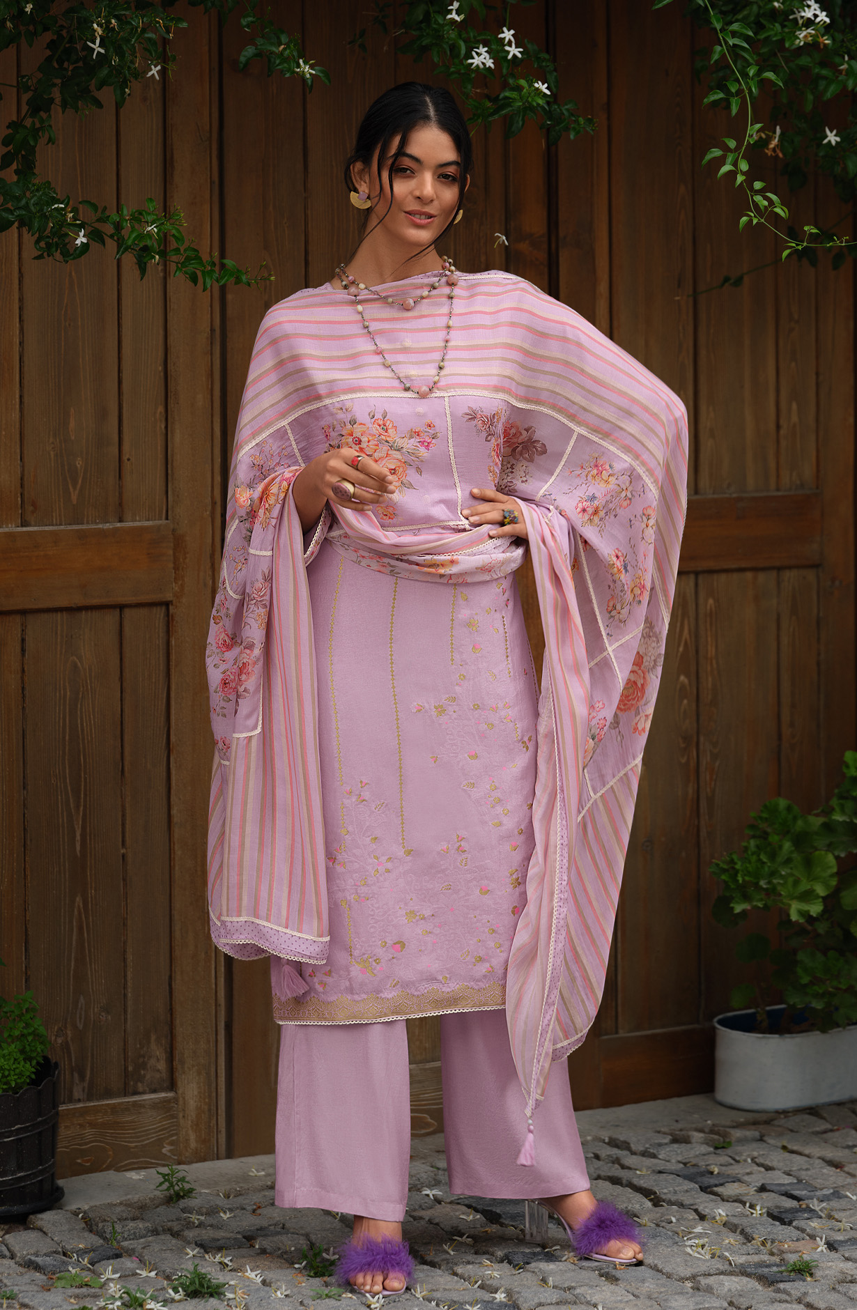 Lavender Festive Special Silk Salwar Kameez - ZAR04