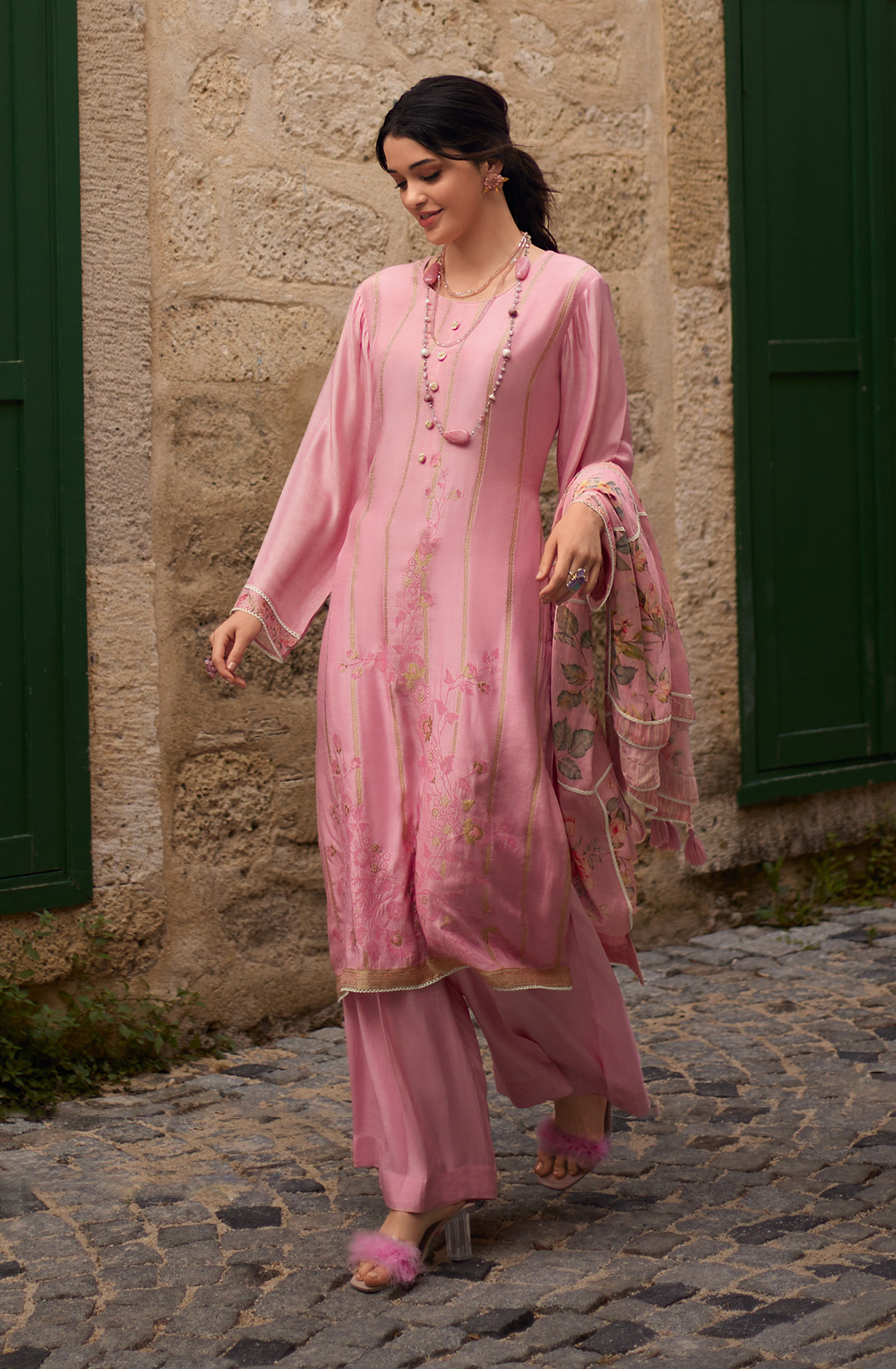 Pink Festive Special Silk Salwar Kameez - ZAR06
