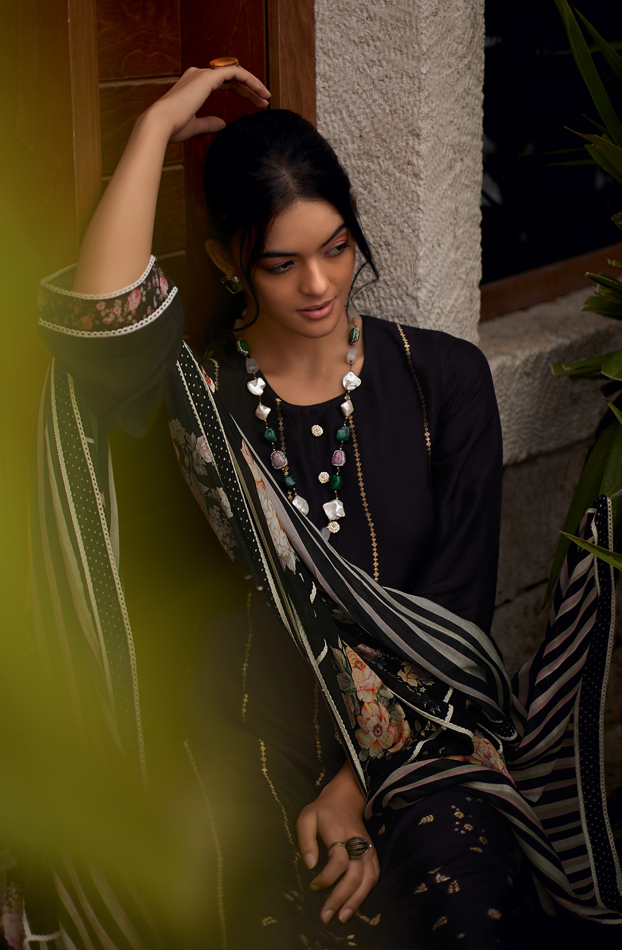 Black Festive Special Silk Salwar Kameez - ZAR07