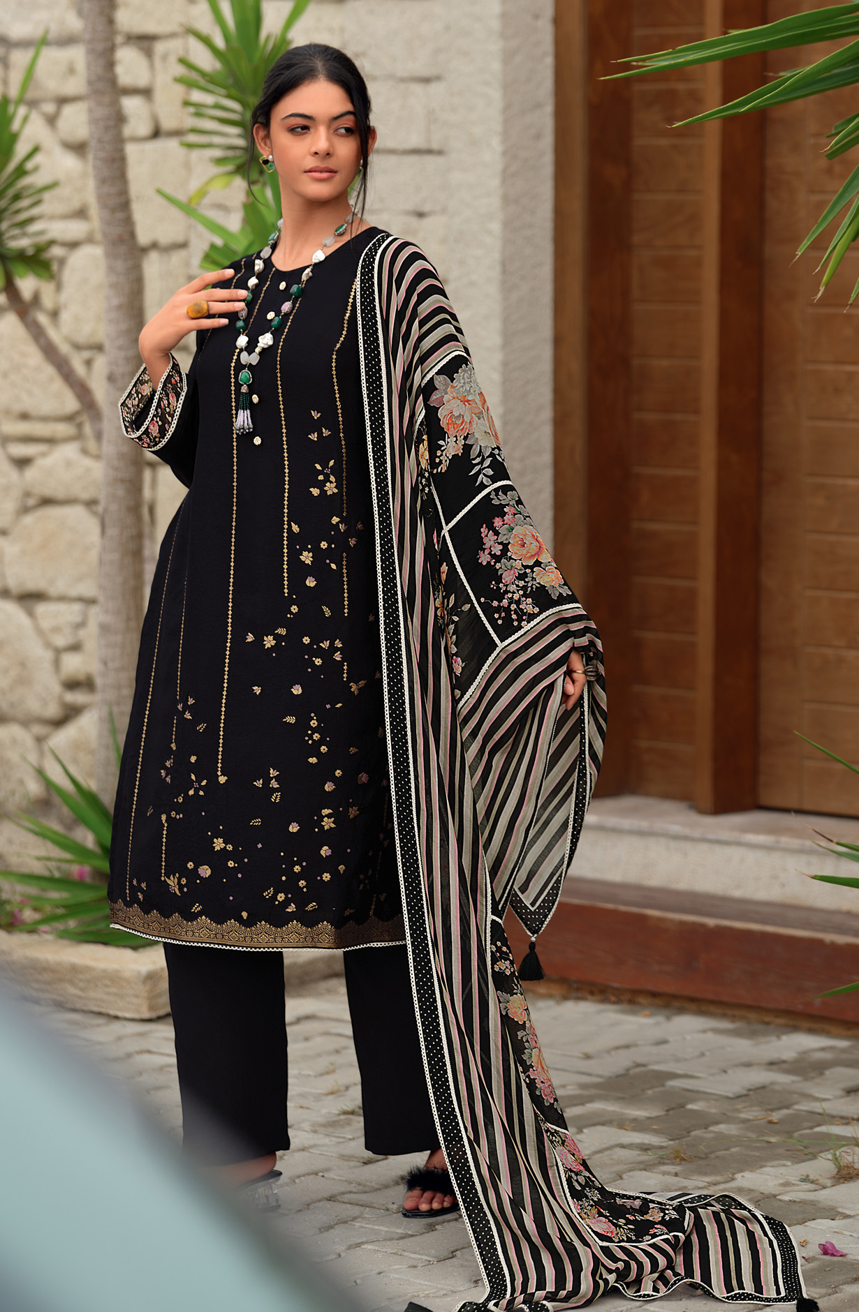 Black Festive Special Silk Salwar Kameez - ZAR07