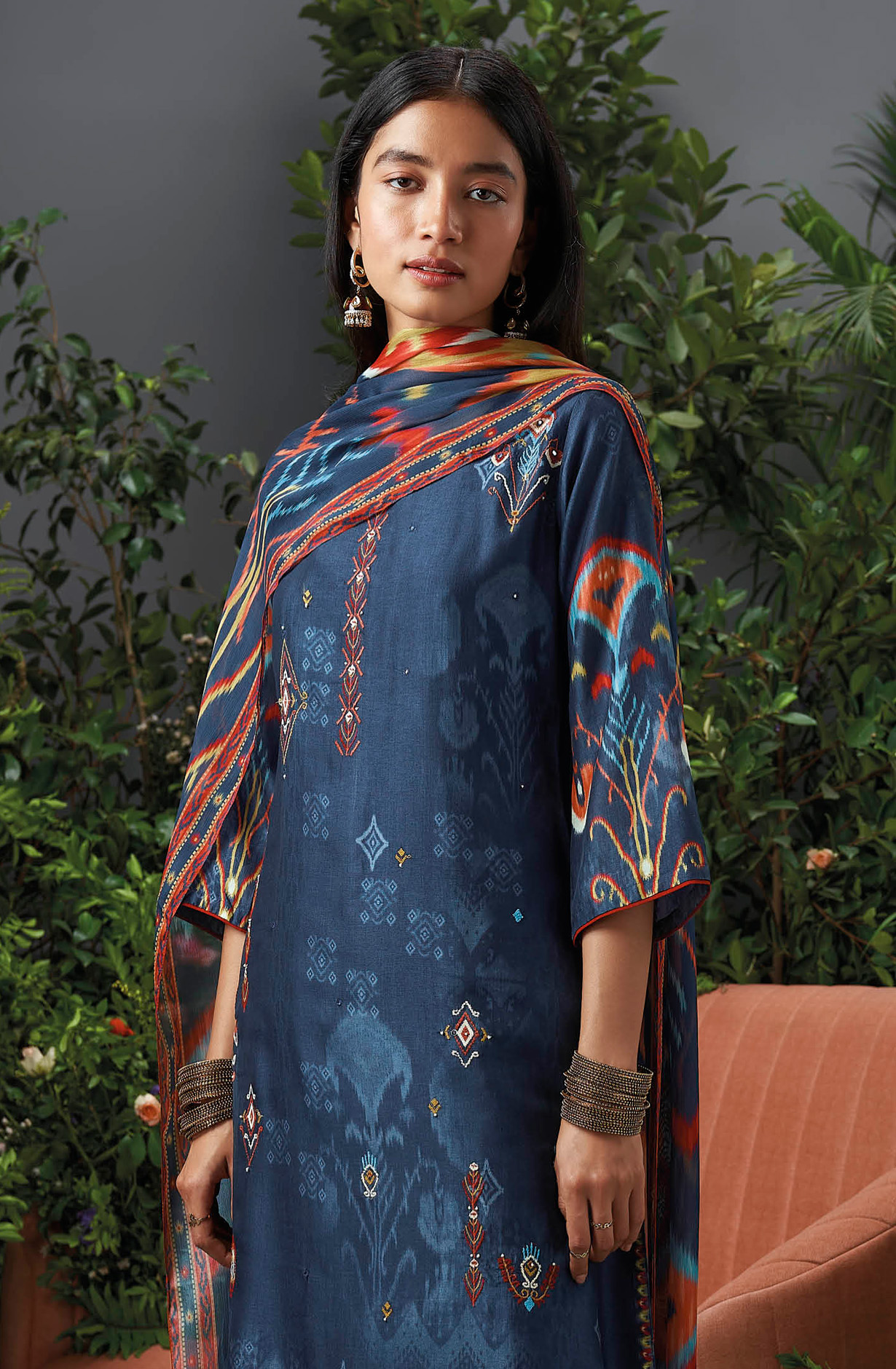 Blue Beautiful Silk Festive Salwar Kameez with Chinon Dupatta - ZARC1470