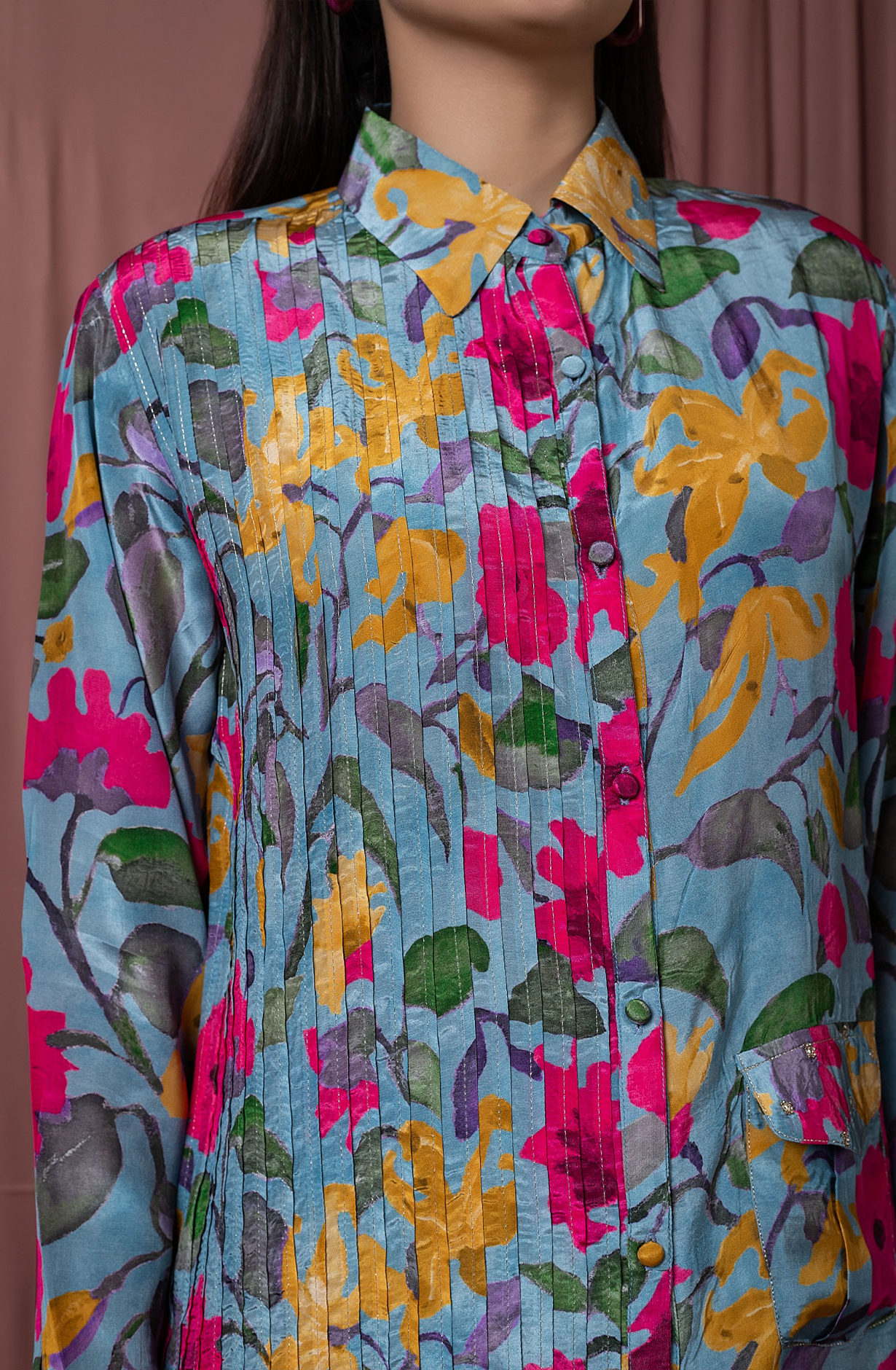 ZARI SPLASH Crepe Women Printed Co-ords Set with Zari Work - ZARNCDS044 - Available Size L  XXL