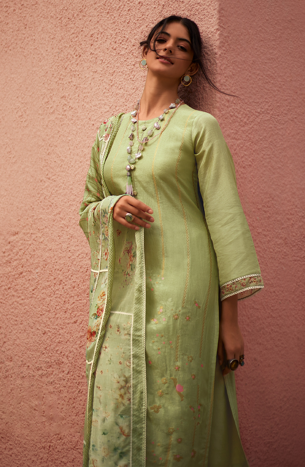 Parrot Green Festive Special Silk Salwar Kameez - ZAR02