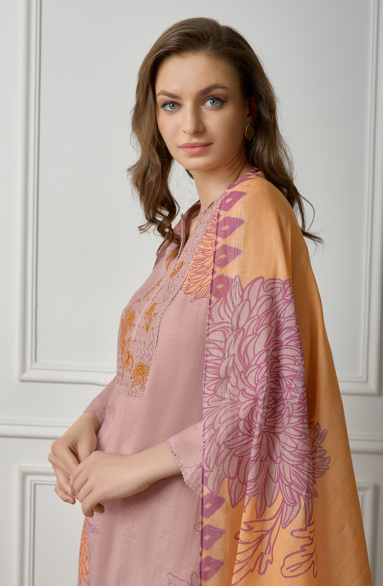 Mauve Linen Beautiful Digital Printed Salwar Kameez - ZEH940