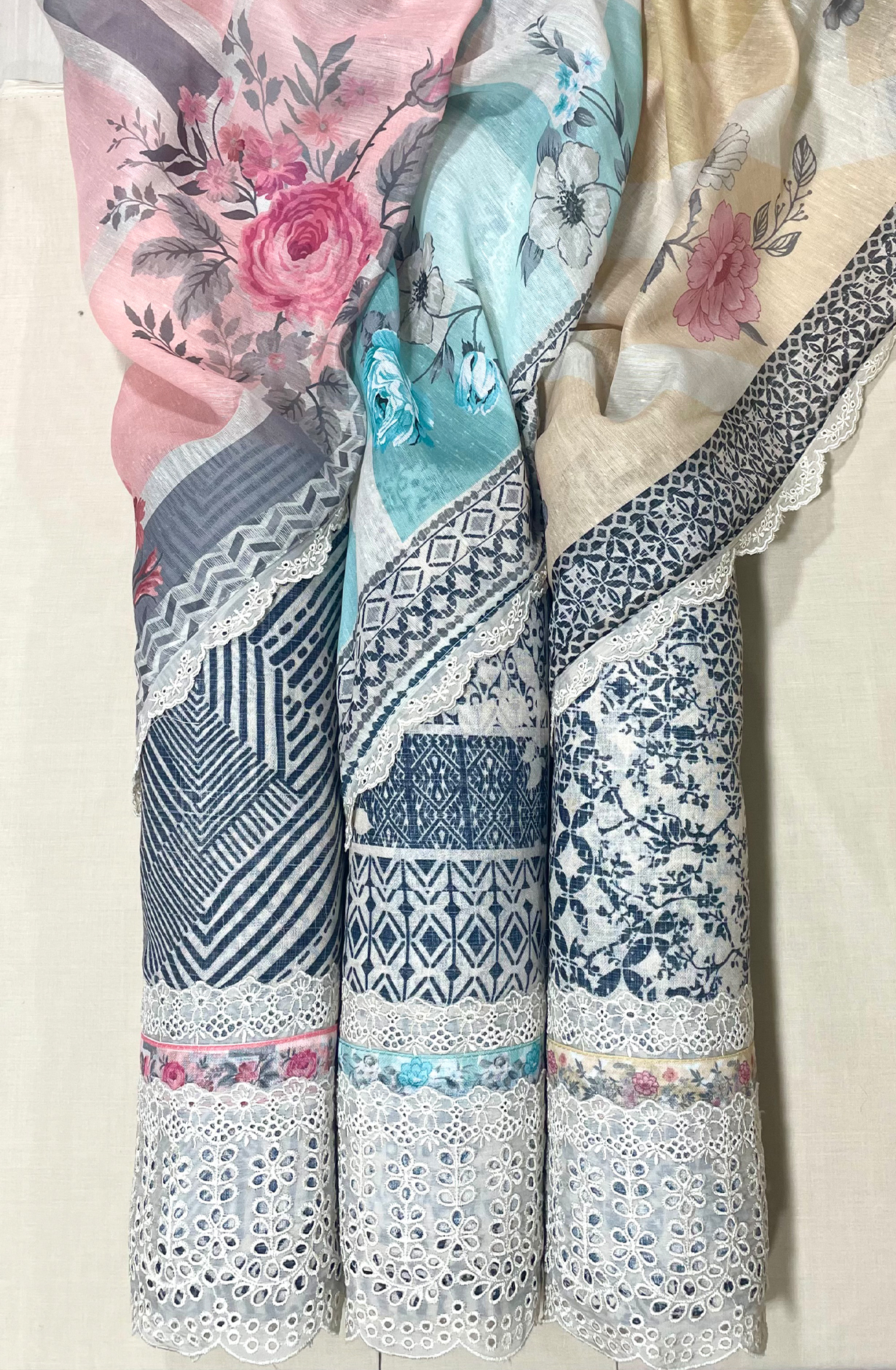 Black and Off-white Linen Digital Printed Unstitched Suit Dupatta - ZIM2152B