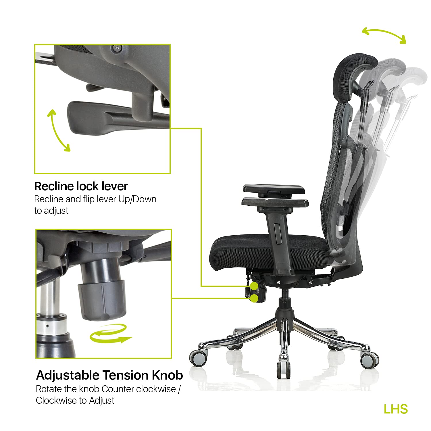 Teal Optimus High Back Ergonomic Office Chair - Black