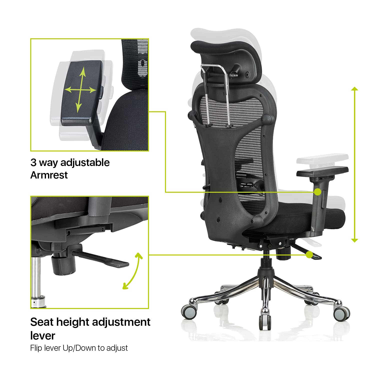 Teal Optimus High Back Ergonomic Office Chair - Black