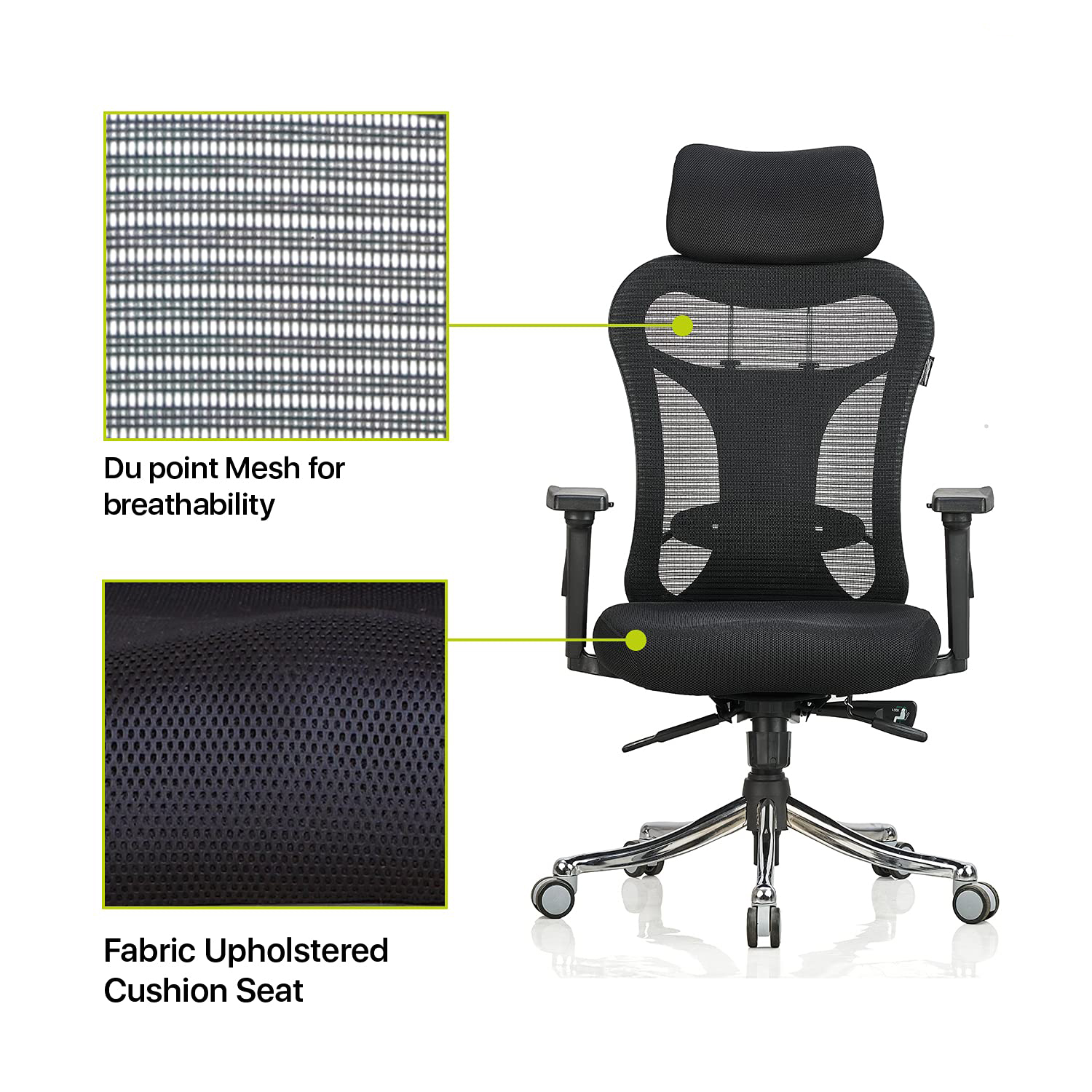 Teal Optimus High Back Ergonomic Office Chair - Black