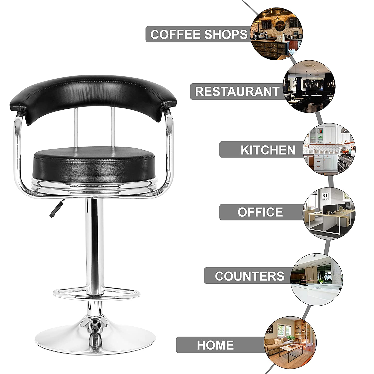 Teal Stanley Bar Stool - Black