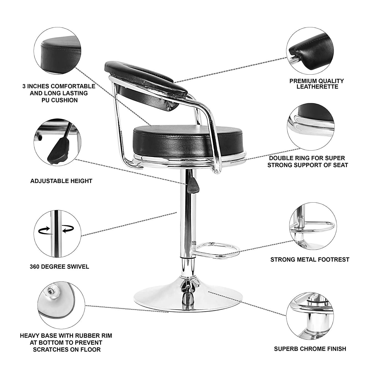 Teal Stanley Bar Stool - Black