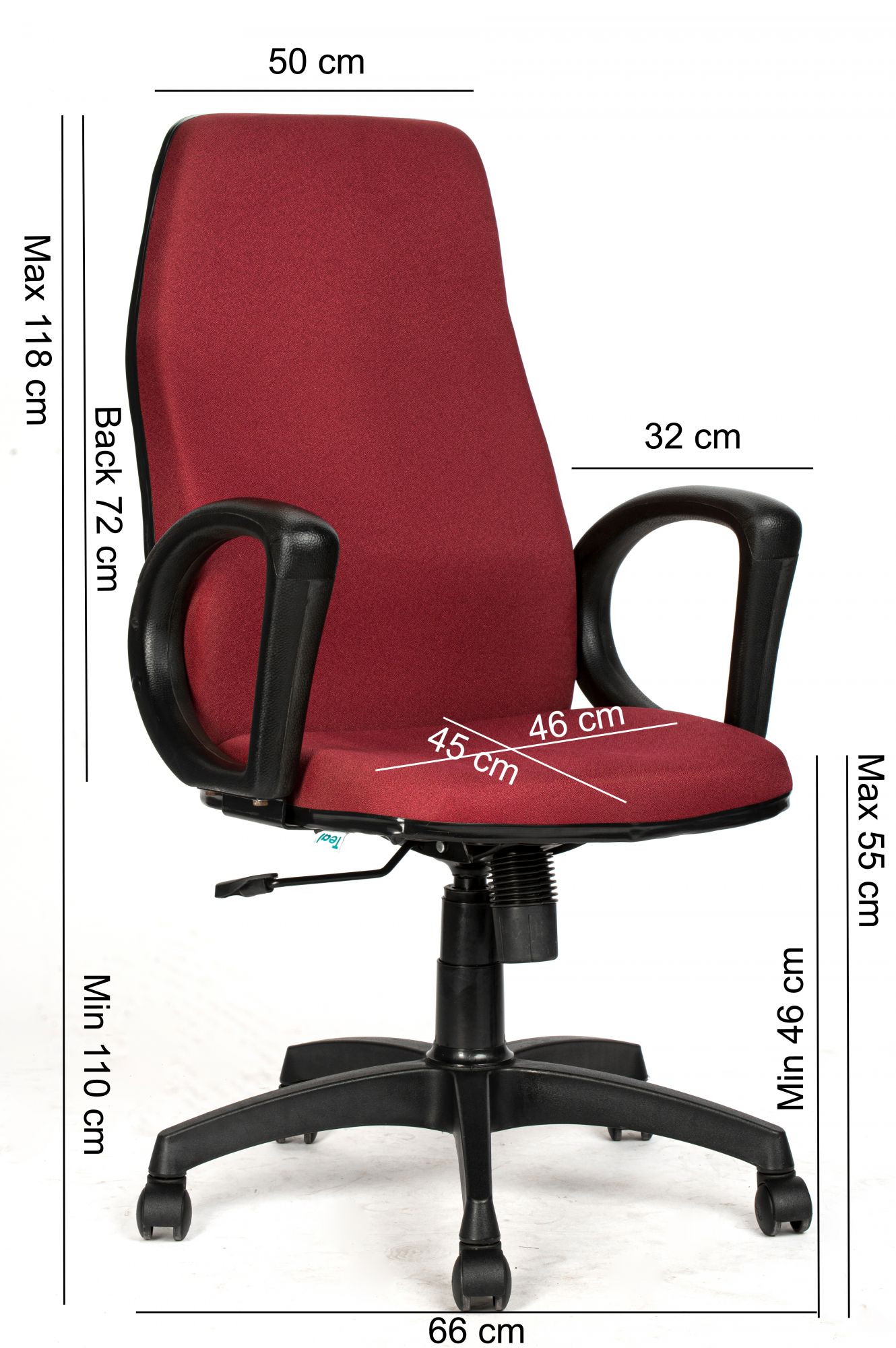 Teal Elite High Back Office Chair - Maroon