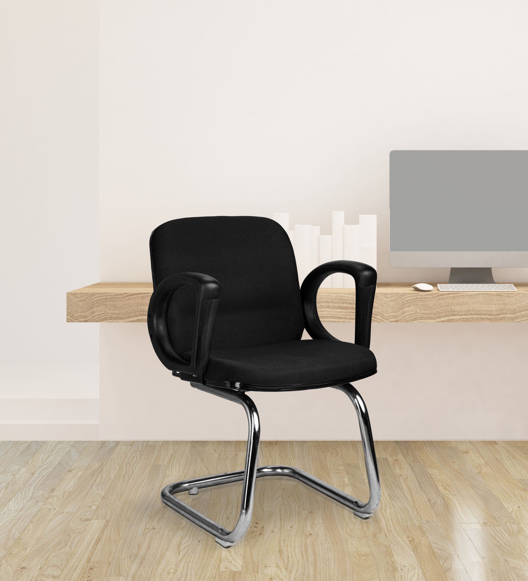 Teal Elite Mid Back Visitor Chair with Chrome Base - Black