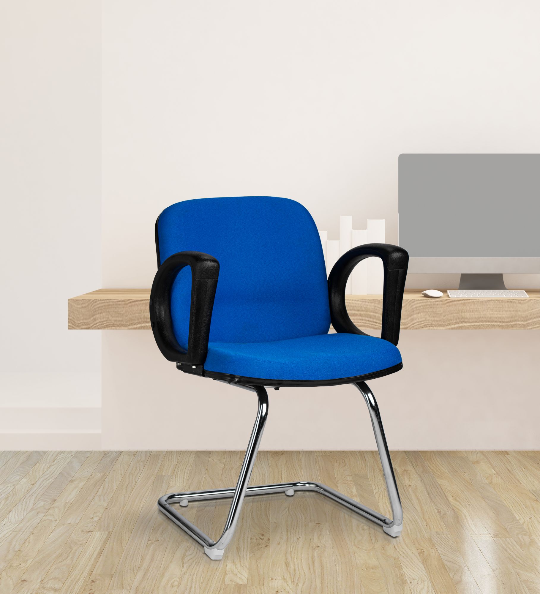 Teal Elite Mid Back Visitor Chair with Chrome Base - Blue