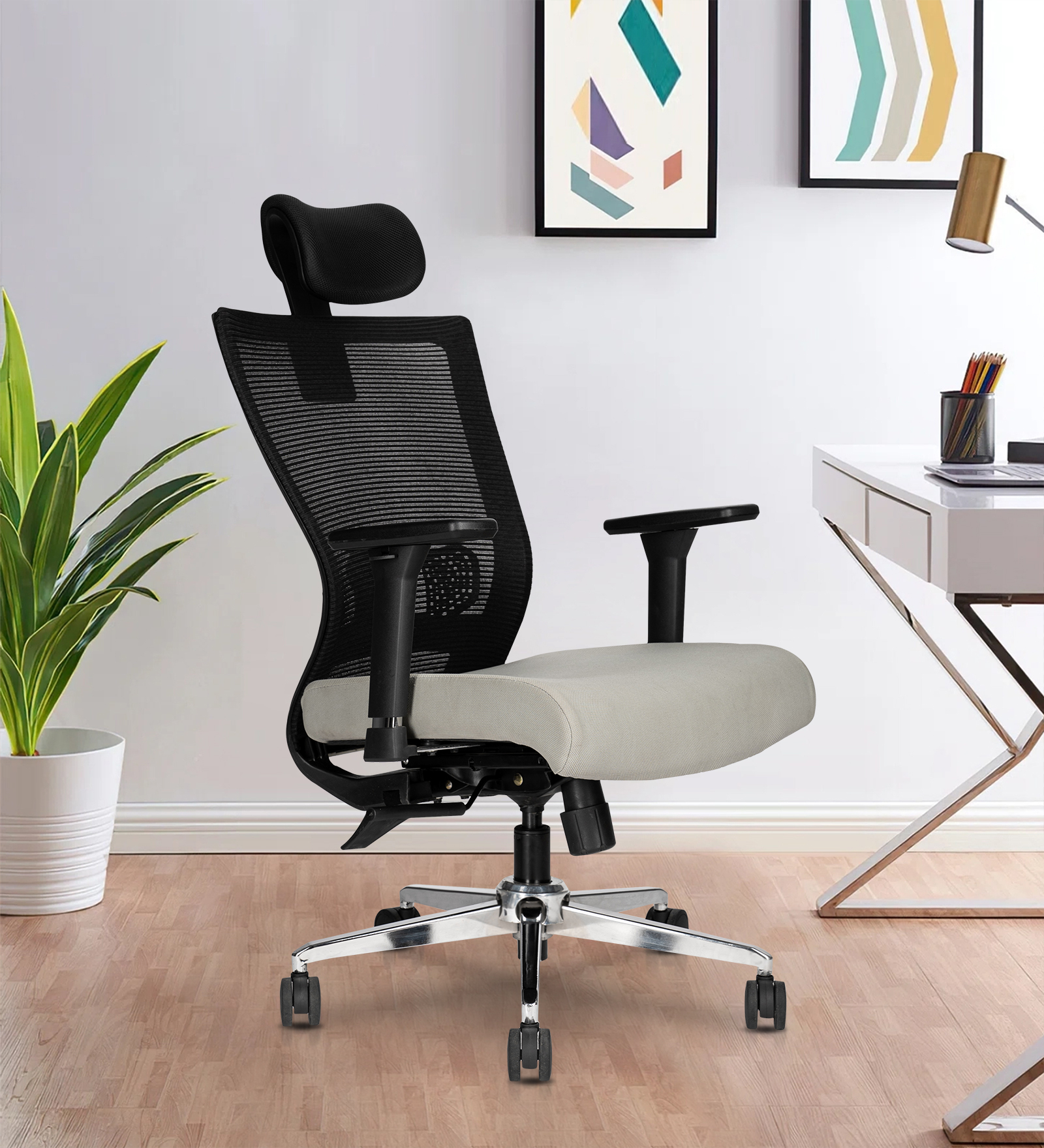 Teal Eros High Back Pro Ergonomic Office Chair - Black Grey