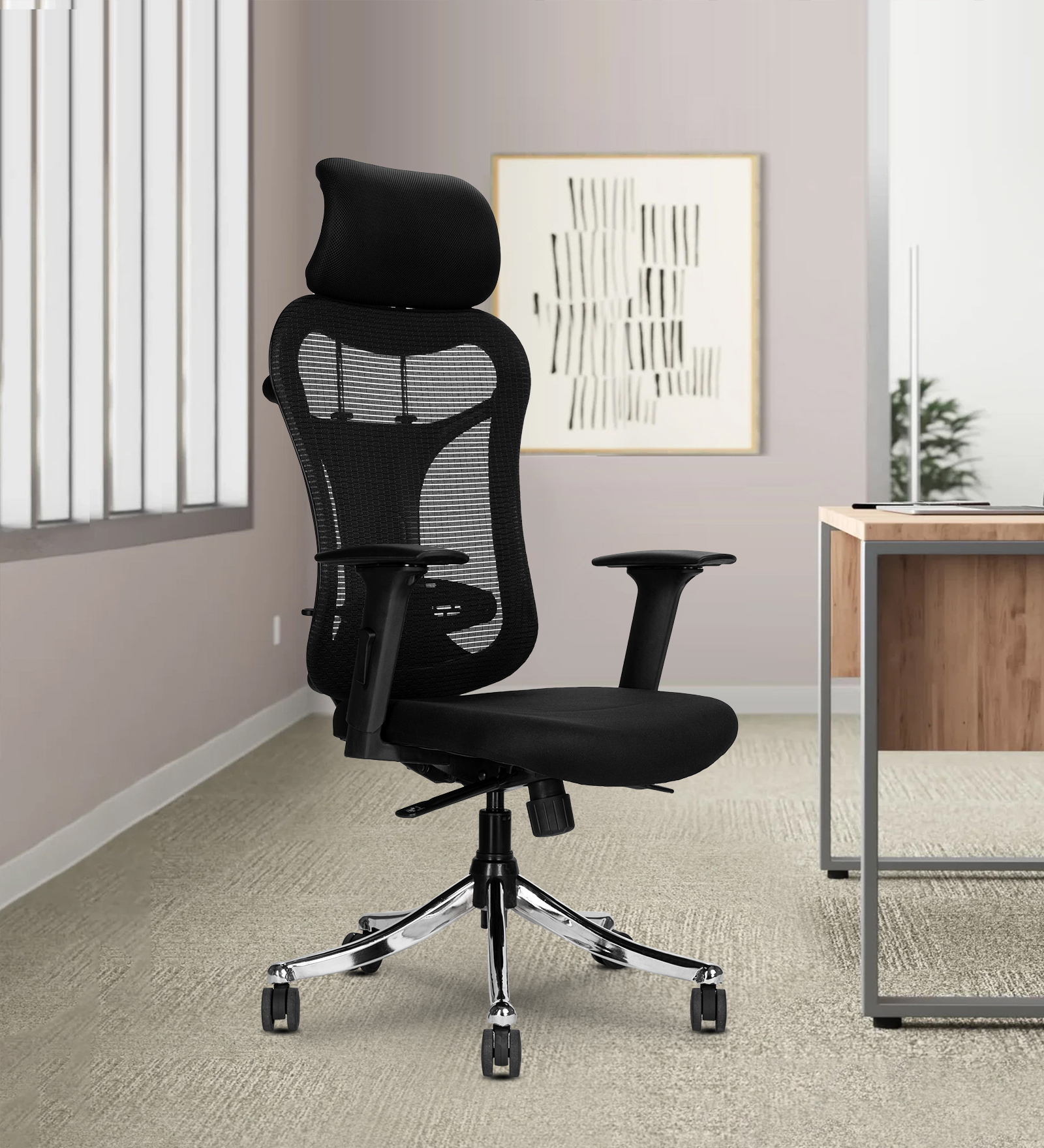 Teal Optimus High Back Ergonomic Office Chair - Black