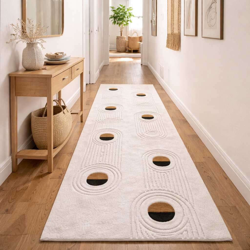 Sculpted Grey Rug with Oval Pattern