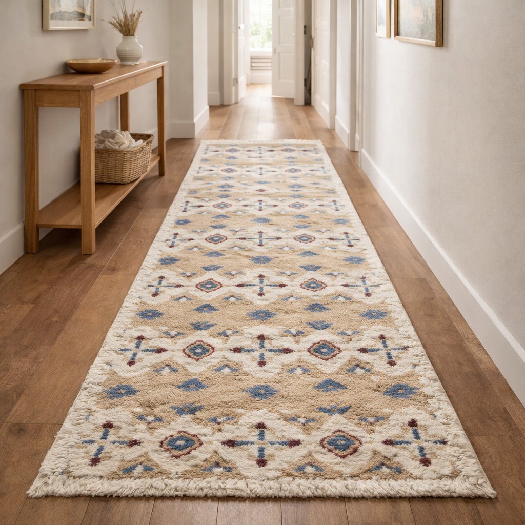Tufted area rug Beige and White color 5x8 6x10 7x10 8x13 Hallway Living room Wool carpet Geometric rugs