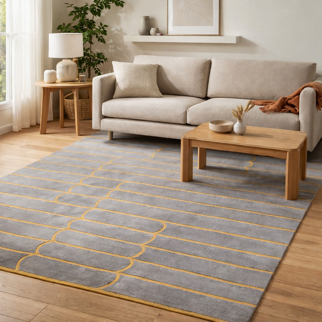 Rugs for Living room  Geometric wool  Tufted carpet  5x8 6x9 7x10 8x11  Area rug  Grey color