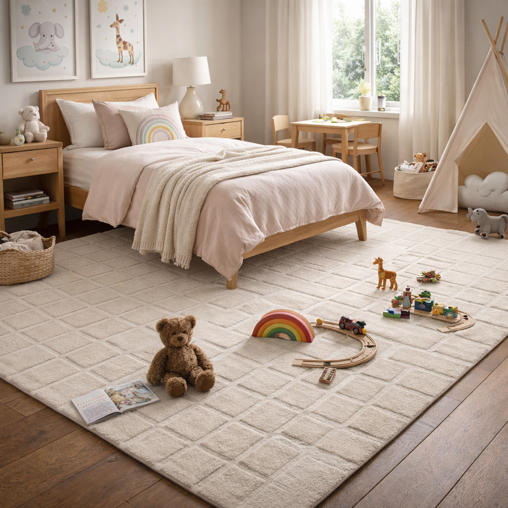 Modern Beige Geometric Area Rug Contemporary Minimalist Carpet for Living Room and Bedroom