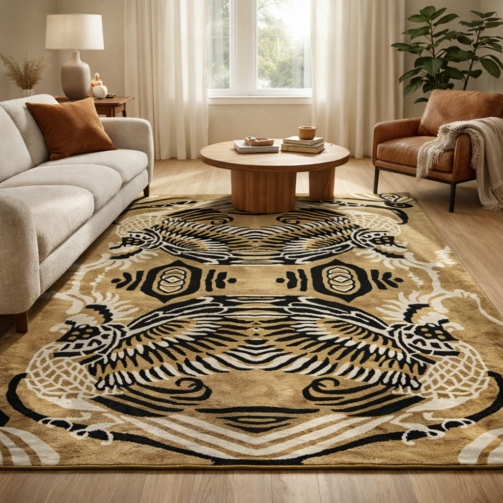Mythical Beast Beige Area Rug