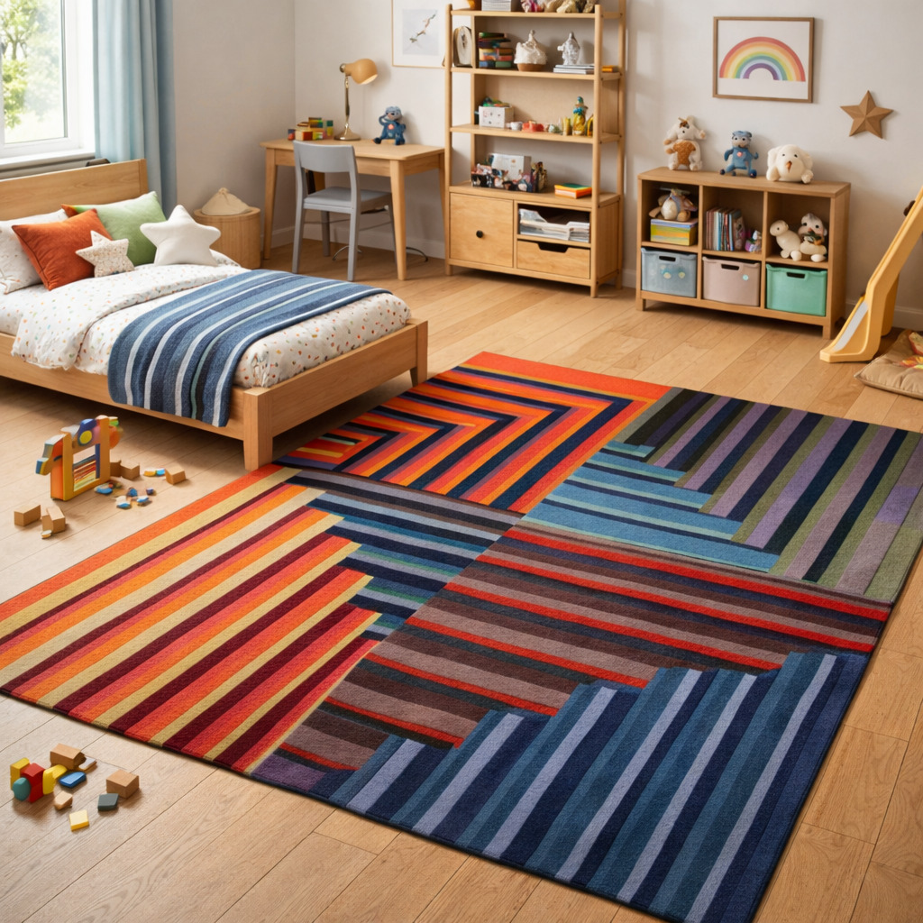 Bold Dark-Toned Striped Rug