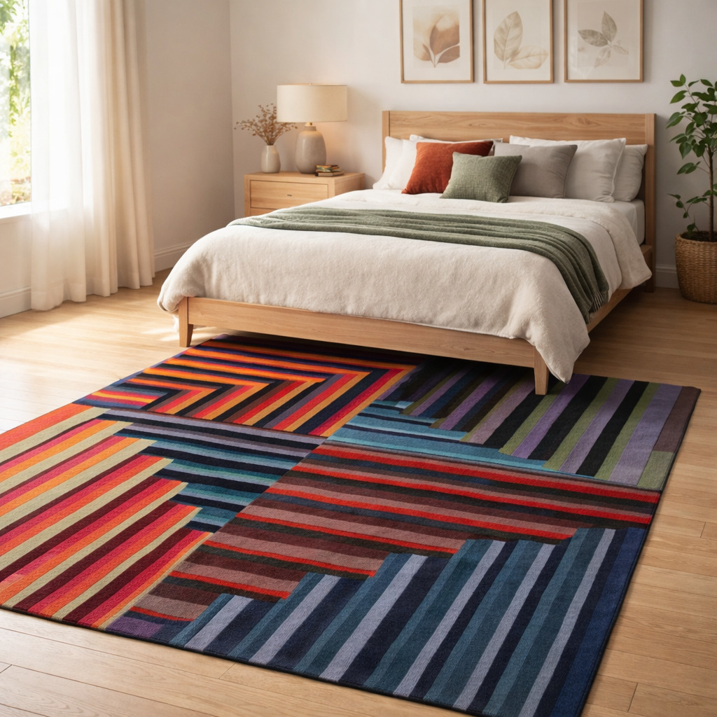 Bold Dark-Toned Striped Rug
