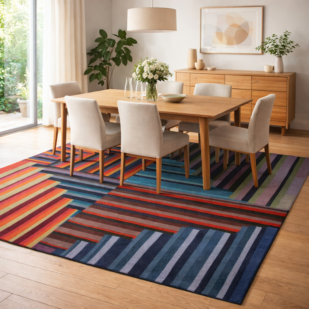 Bold Dark-Toned Striped Rug