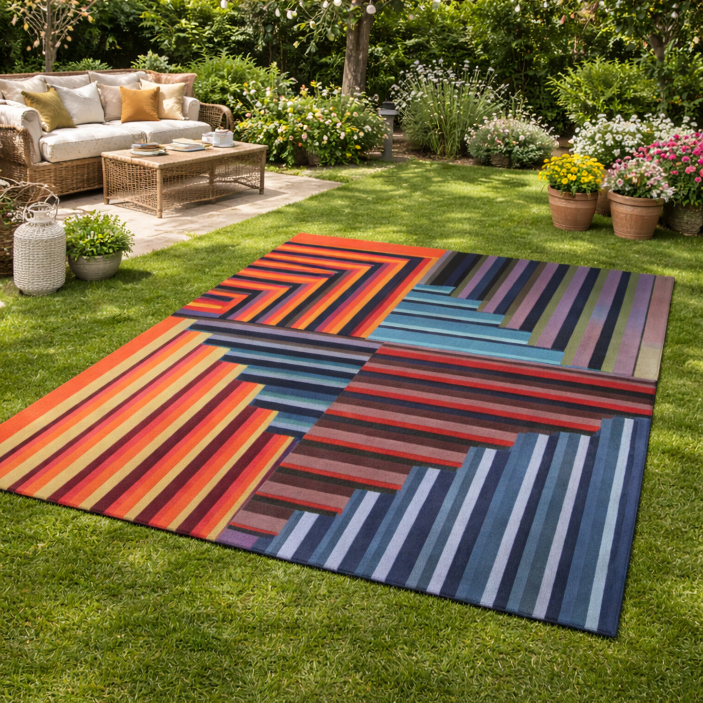 Bold Dark-Toned Striped Rug