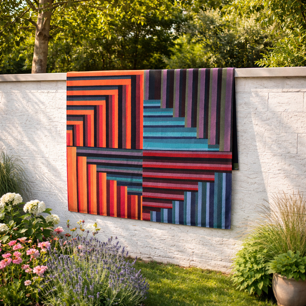 Bold Dark-Toned Striped Rug