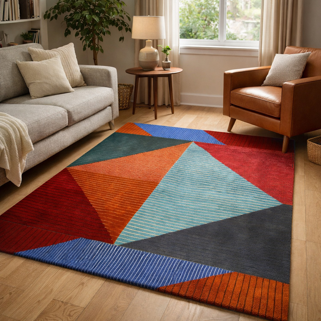 Bold Triangle Pattern Designer Rug