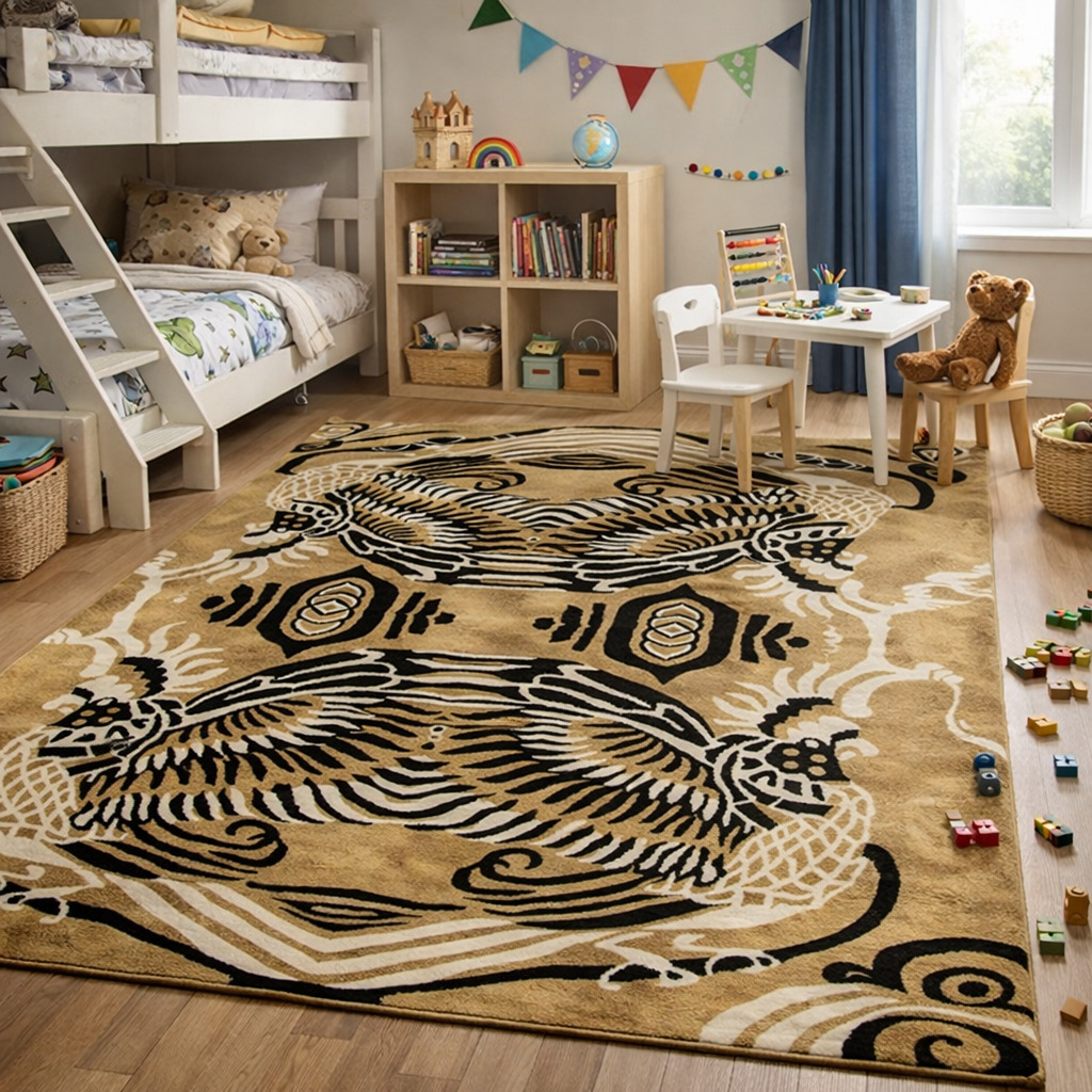 Mythical Beast Beige Area Rug