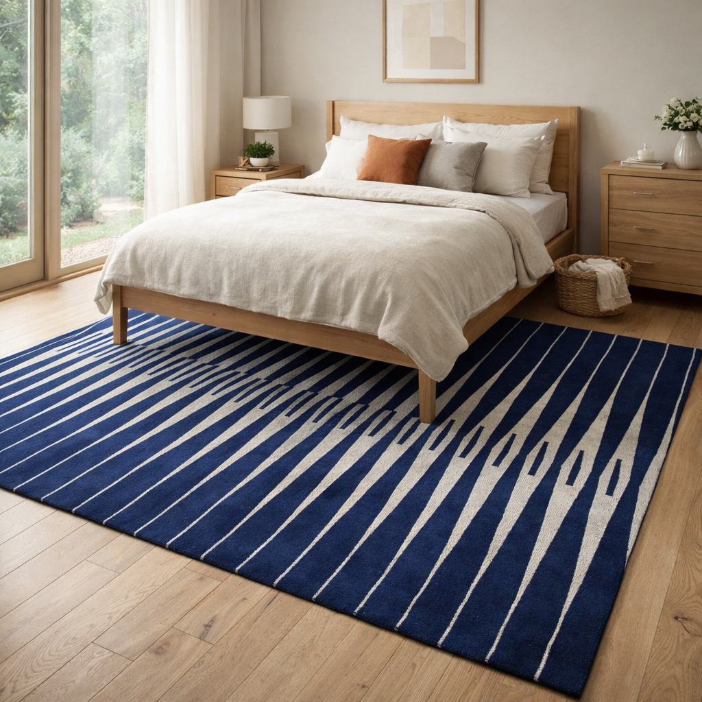 Navy Blue Illusion Pattern Rug
