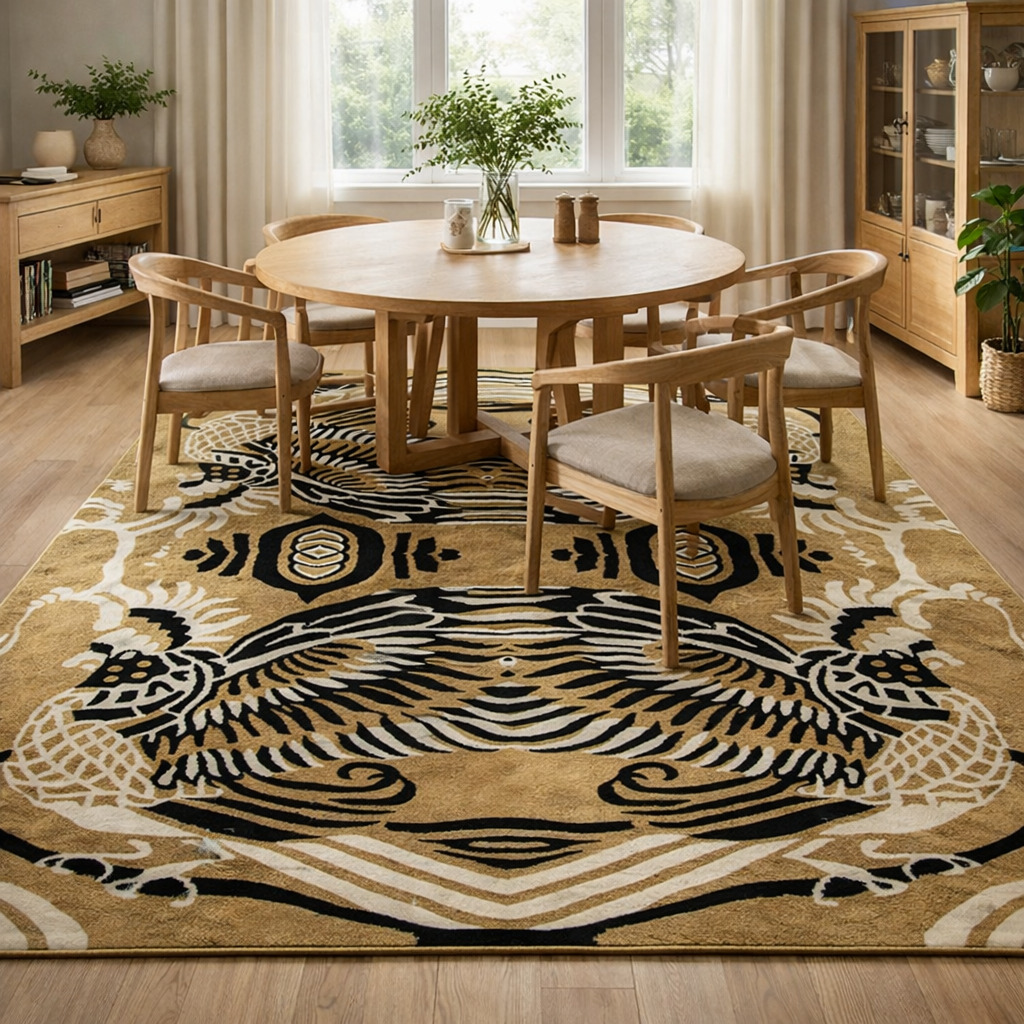 Mythical Beast Beige Area Rug