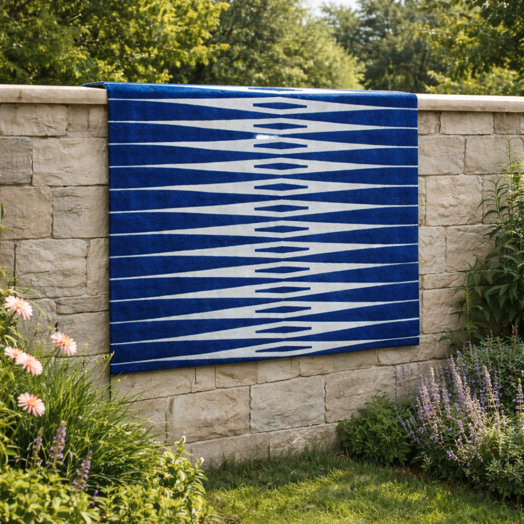 Navy Blue Illusion Pattern Rug