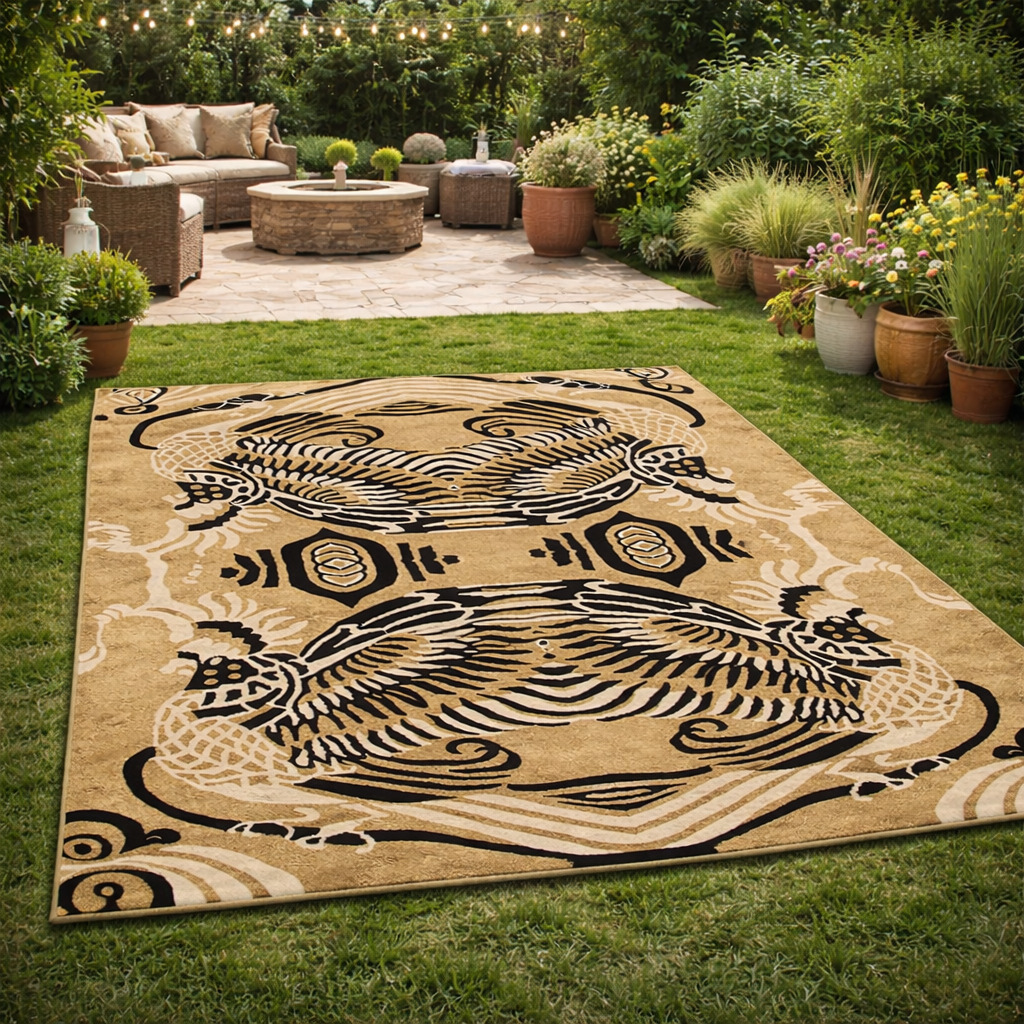 Mythical Beast Beige Area Rug