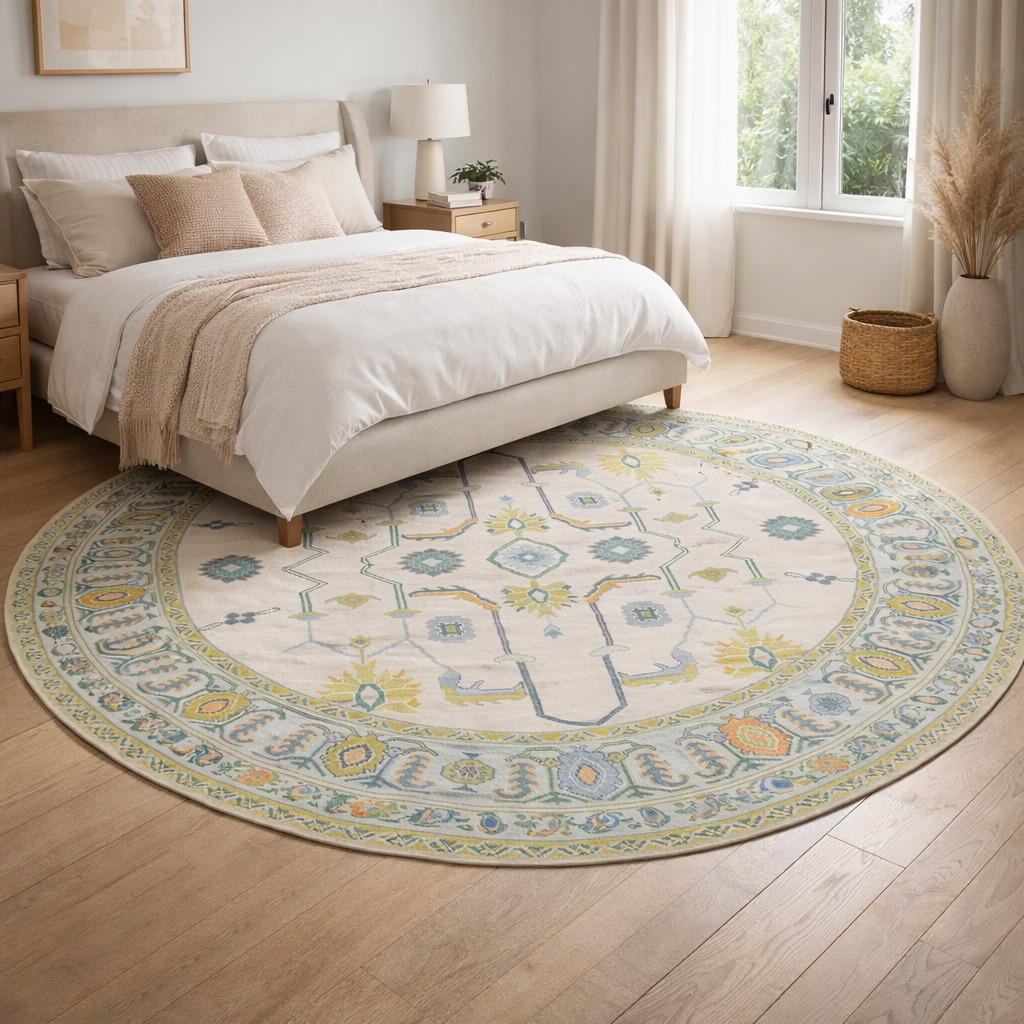 Knotted carpet Wool area rugs 12x12 13x13 14x14 Handmade carpets Geometric area rug Round shape